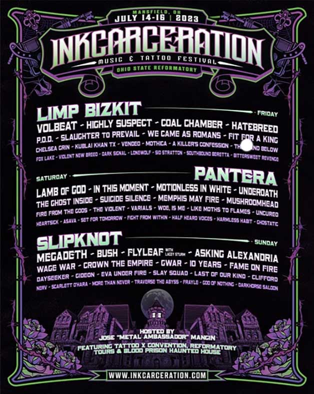 Inkcarceration Music & Tattoo Festival Announce 2023 Line Up
