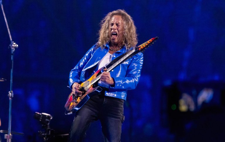 Watch Metallica’s Kirk Hammett fall on stage, swear and angrily toss guitar