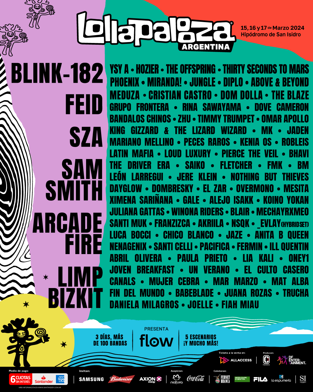 Blink-182, SZA, And Feid Are Among The Headliners For Lollapalooza’s 2024 Festival In Argentina