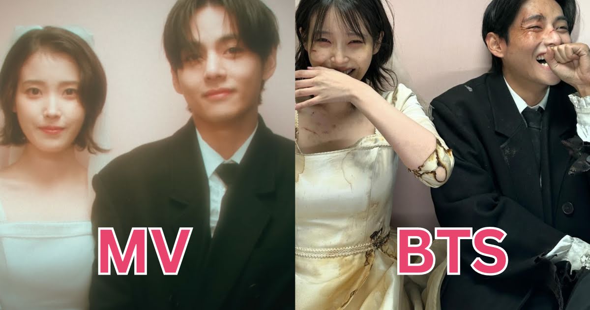 Netizens Can’t Get Enough Of BTS’s V And IU In Behind The Scenes Photos For “Love Wins All”