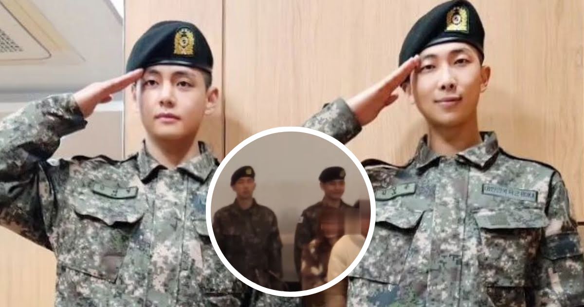 A New And Playful Clip Of BTS’s V And RM From Their Military Graduation Ceremony Is Going Viral