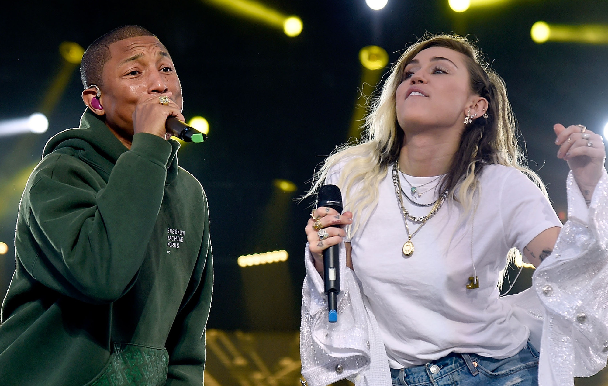 Pharrell previews unreleased Miley Cyrus collab at Louis Vuitton show