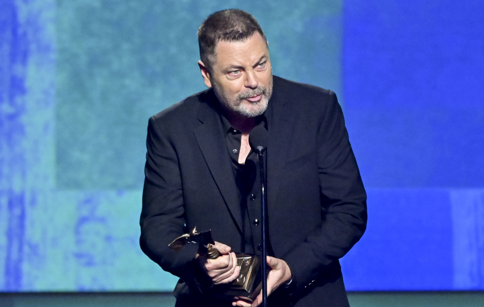 Nick Offerman hits out at “homophobic hate” in emotional ‘The Last Of Us’ awards speech