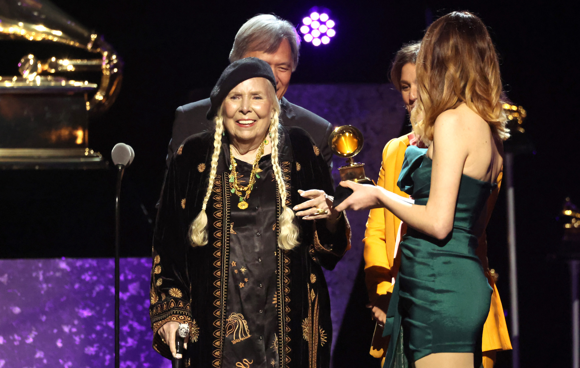 Joni Mitchell reflects on surprise Newport Folk Festival set at 2024 Grammys