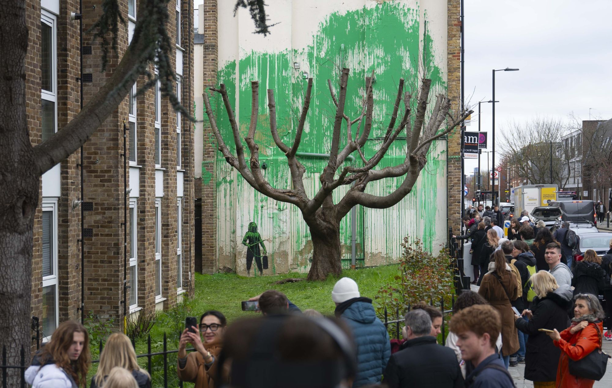 Banksy’s new London tree mural has already been vandalised