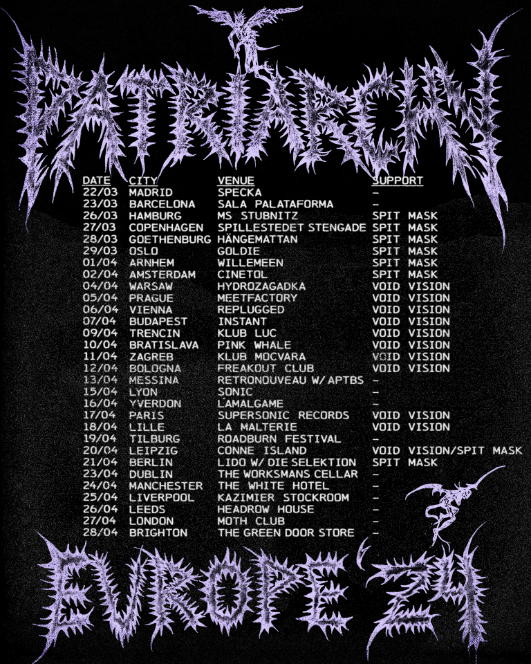 Los Angeles’ Dark Music Act Patriarchy to Embark on European Tour — Select Dates with Spit Mask and Void Vision
