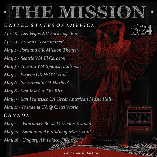 The Mission To Embark on Spring North American Tour — Nuovo Testamento Support for US Dates