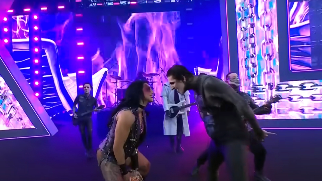 “Look at my eyes, this is do or die!” Watch Motionless In White bring the metal and play Rhea Ripley to the ring in style at Wrestlemania 40