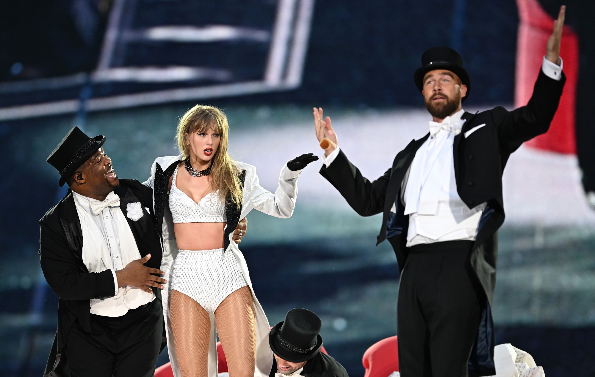 Watch Taylor Swift bring out Travis Kelce and Gracie Abrams on night three at Wembley Stadium for ‘Eras’ tour