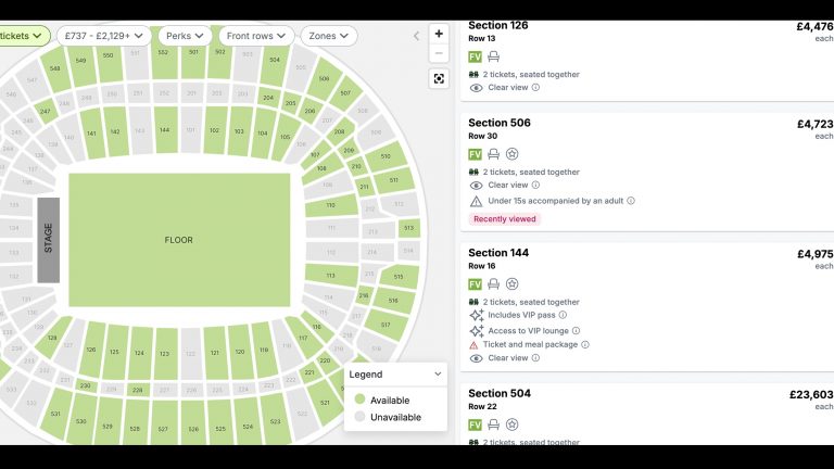 Fancy seeing Oasis from the ‘nosebleed’ seats at London’s Wembley Stadium next summer? For a mere £23,603 a ticket can be yours