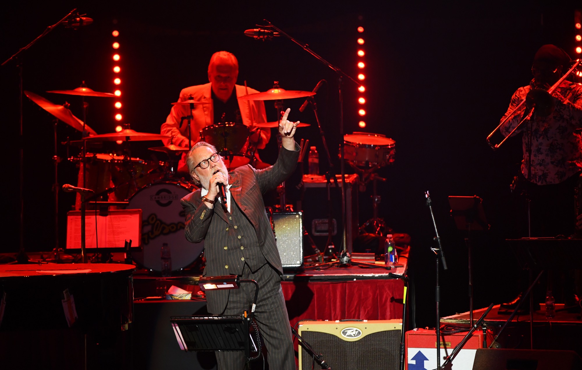 Vic Reeves invades stage during The Darkness set at Sky Arts Awards 2024