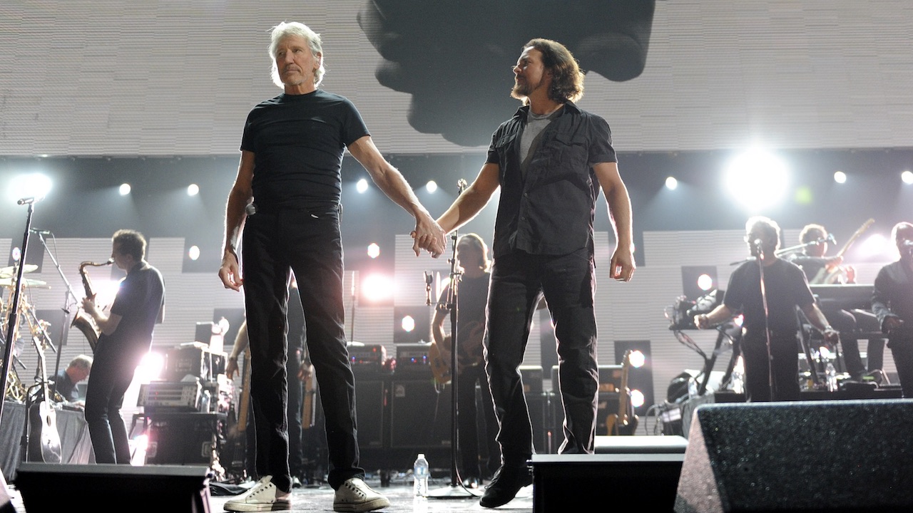 Watch Pearl Jam’s Eddie Vedder team up with Roger Waters to sing Pink Floyd classic Comfortably Numb at the most star-studded concert of this millennium