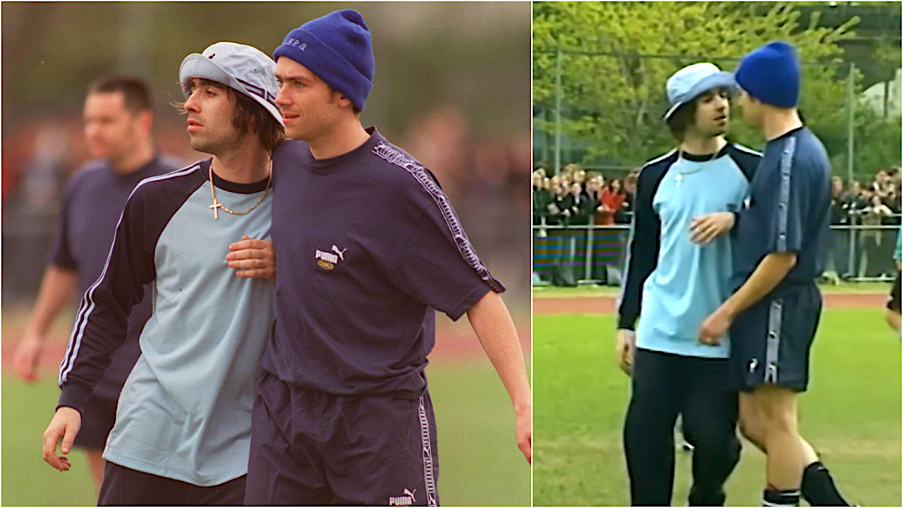 Watch ‘The Battle of Britpop’ play out on a football pitch, as Oasis frontman Liam Gallagher squares up to Blur’s Damon Albarn in this resurrected archive footage