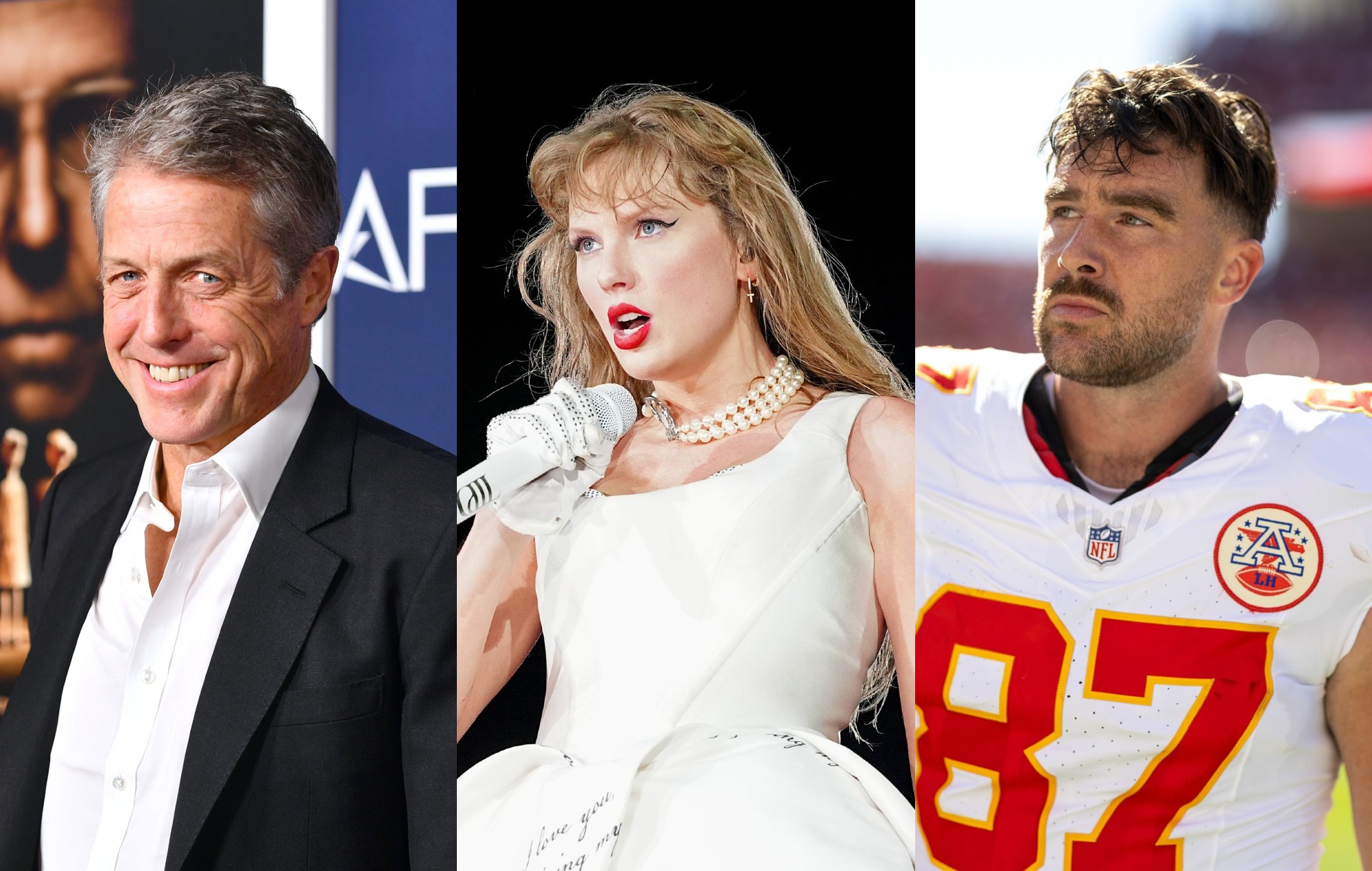 Hugh Grant remembers getting “absolutely smashed” with Travis Kelce and “a bunch of rappers” at Taylor Swift’s Eras Tour