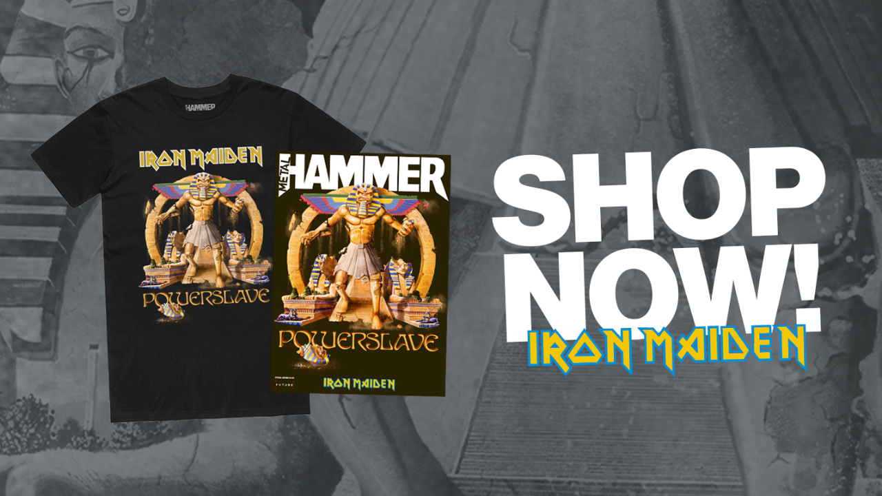 Order this exclusive Iron Maiden Powerslave shirt and Metal Hammer cover bundle