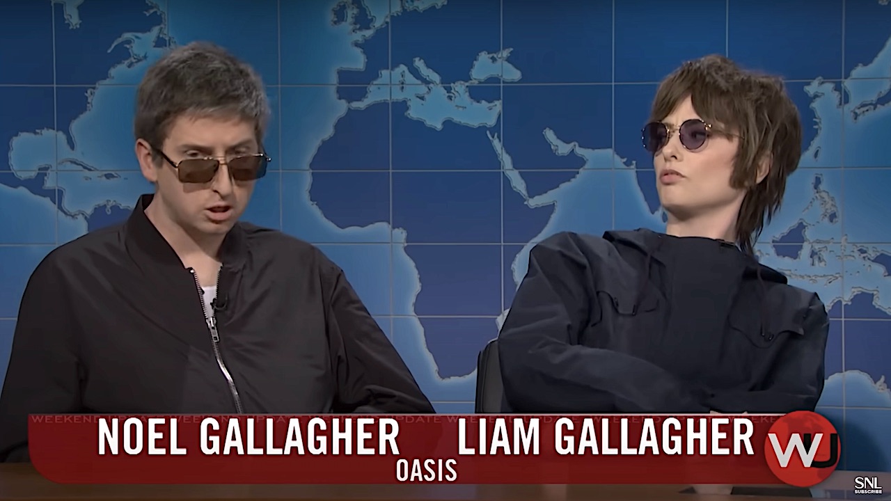 “Are they meant to be comedians?” Oasis’ Liam Gallagher speaks for everyone in Britain when shown Saturday Night Live’s painfully unfunny sketch based on the Gallagher brothers’ rarely-mentioned sibling rivalry