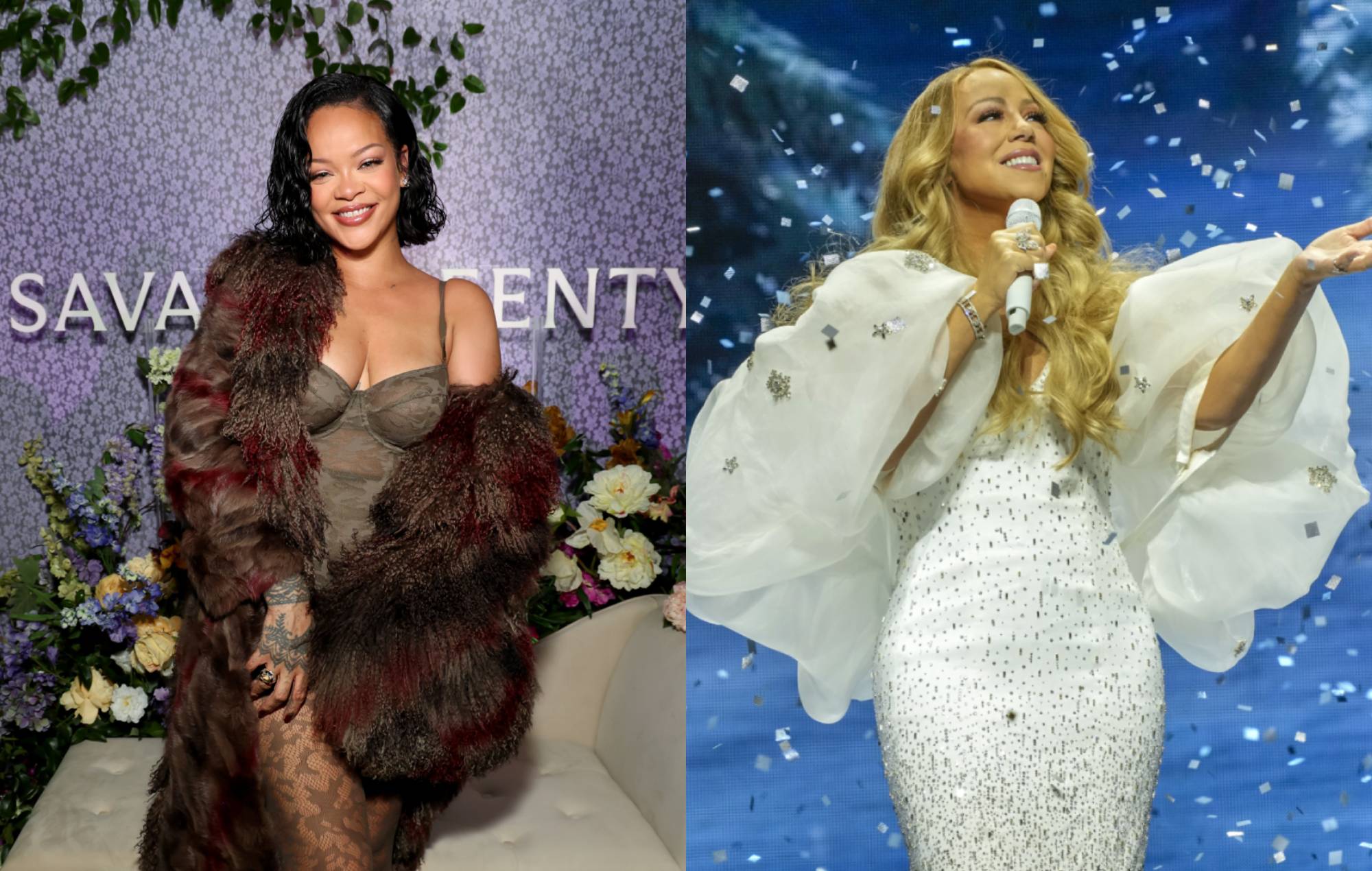 Mariah Carey signs Rihanna’s breast during final Christmastime show in Brooklyn