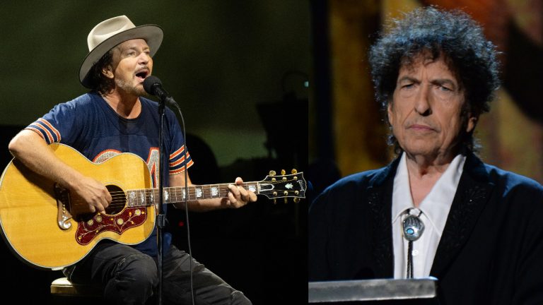 “Did he ask me to write a song with him? I didn’t take that seriously. We’d had a few pints.” The night Pearl Jam’s Eddie Vedder hung out ’til dawn with Bob Dylan in an Irish bar in New York