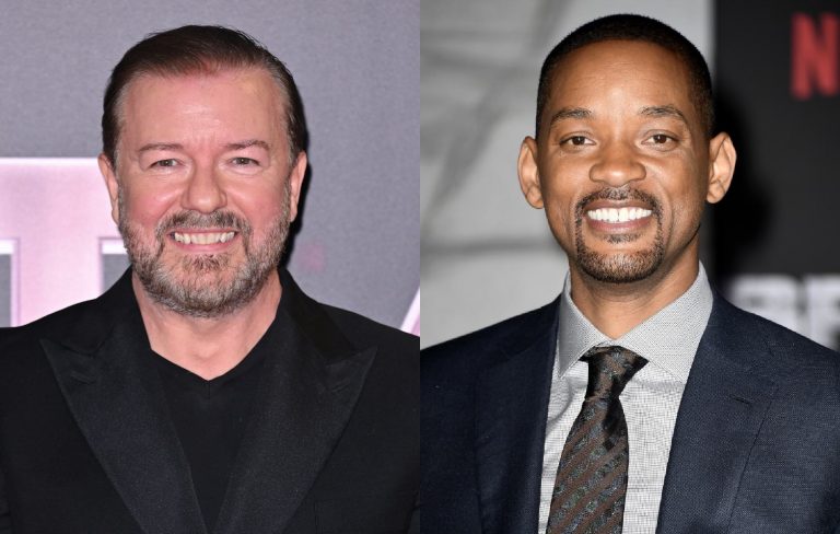 Ricky Gervais trolls Will Smith with “bald” joke about Jaden’s Grammys outfit