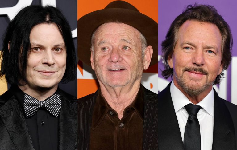 Jack White attends Cubs vs Dodgers game with Bill Murray, wearing jersey gifted from Eddie Vedder