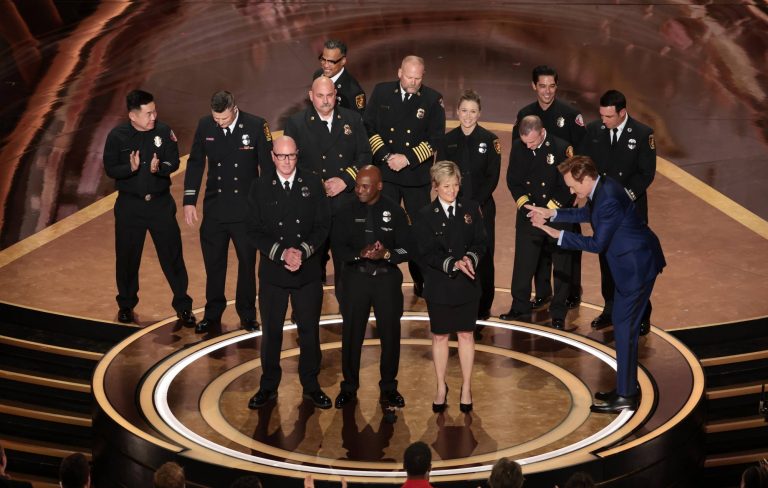“Hero” LA firefighters roast Bob Dylan, ‘Joker 2’ onstage at the Oscars