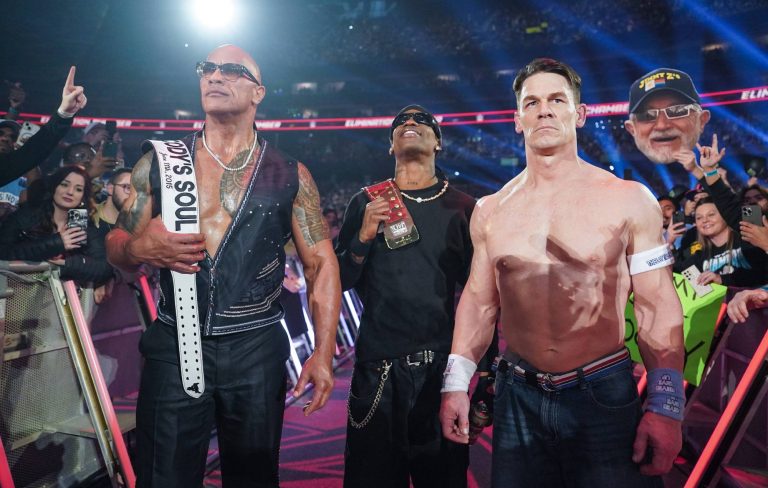 Watch Travis Scott play role in Dwayne Johnson and John Cena’s shock ending to WWE’s ‘Elimination Chamber’