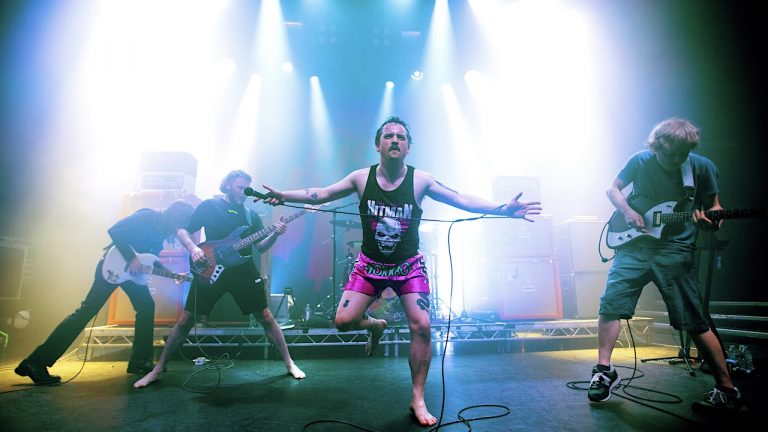 Pigs Pigs Pigs Pigs Pigs Pigs Pigs Pigs hone their dream to be as potent a live band as Download festival favourites Vengaboys