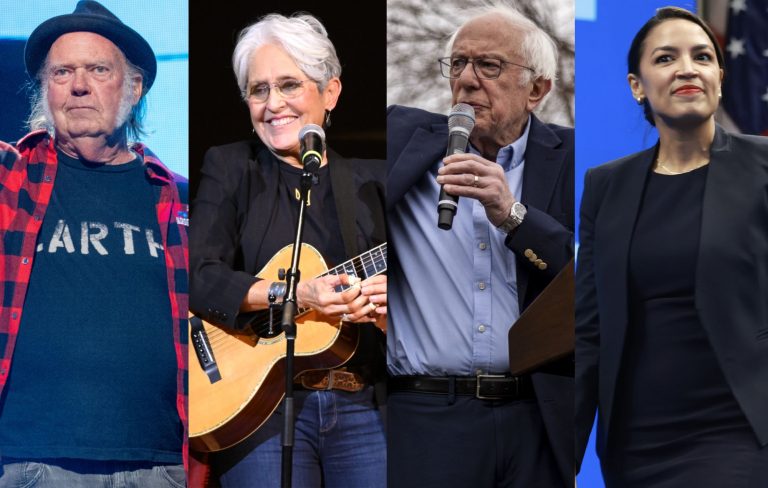 Neil Young and Joan Baez set to join Bernie Sanders and Alexandria Ocasio-Cortez for ‘Fighting Oligarchy’ event