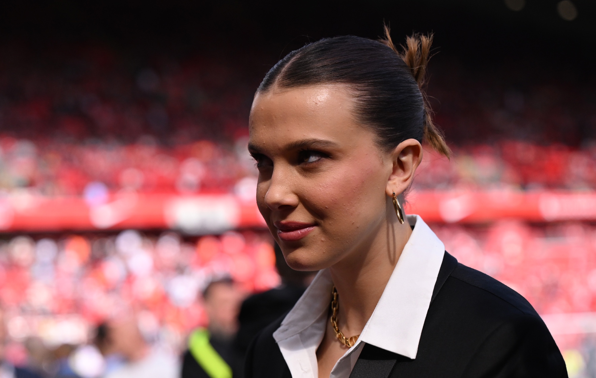 Millie Bobby Brown was at Anfield to watch her team Liverpool win title