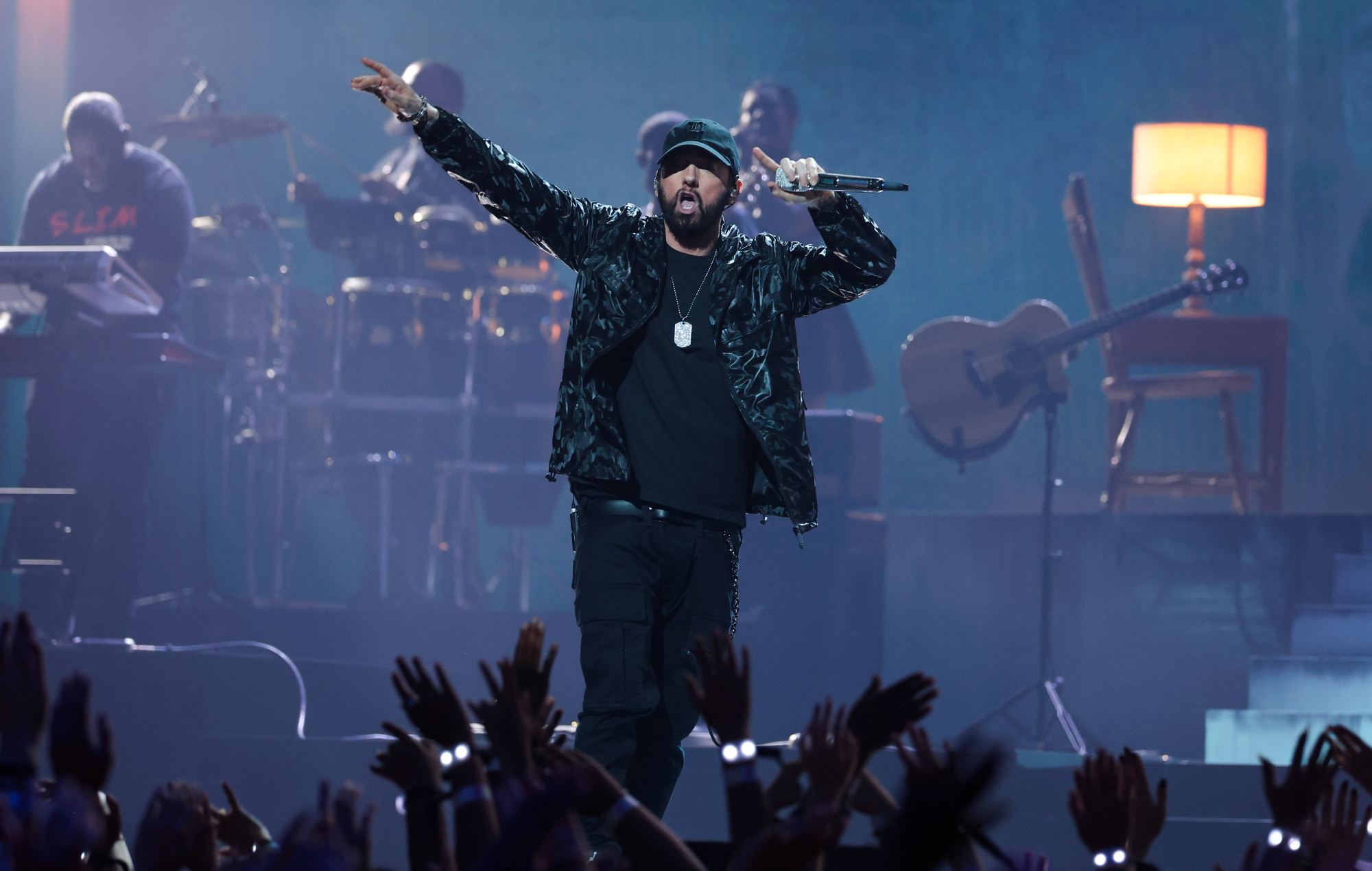 Watch Eminem join Jelly Roll onstage for surprise performance in Detroit