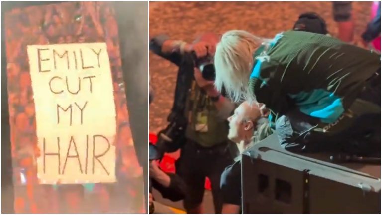“We gotta leave some at the back for the party, baby!” Watch Linkin Park singer Emily Armstrong shave a fan’s head live on stage at Rock For People festival