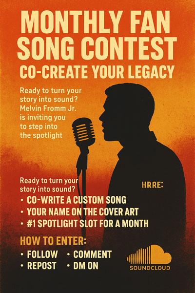 Melvin Fromm Jr. Invites Fans to Co-Create an Anthem in his ‘Monthly Fan Song Contest’ – Your Story Deserves to Be Heard!