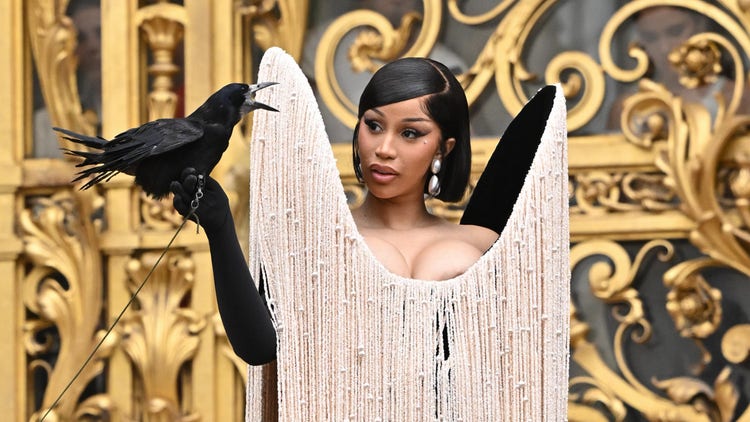 Cardi B Opens Paris Couture Week Holding A Live Crow At Schiaparelli Show