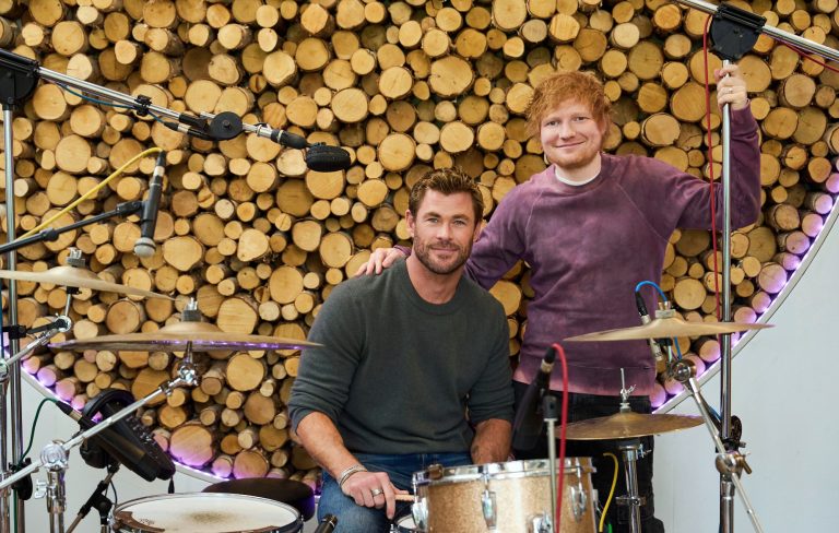 Chris Hemsworth struggled with very basic drum lessons ahead of Ed Sheeran guest spot – exclusive clip