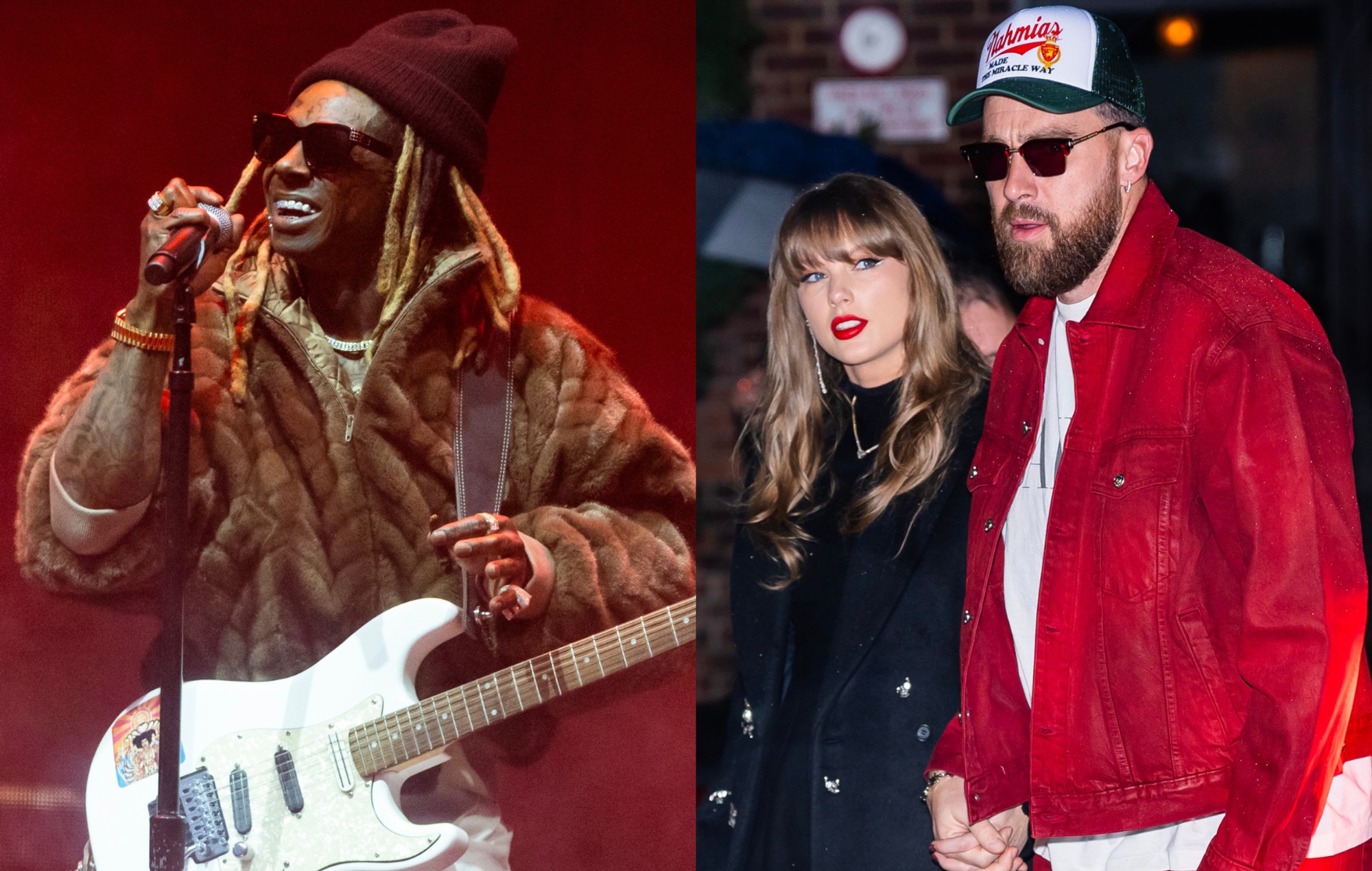 Watch Lil Wayne pause Kansas City gig to celebrate Taylor Swift and Travis Kelce’s engagement