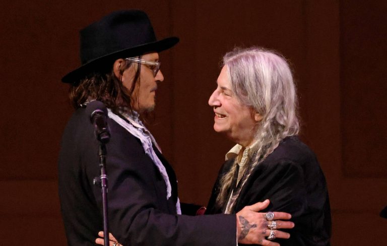 Patti Smith performs ‘People Have The Power’ with Johnny Depp at London ‘Horses’ show