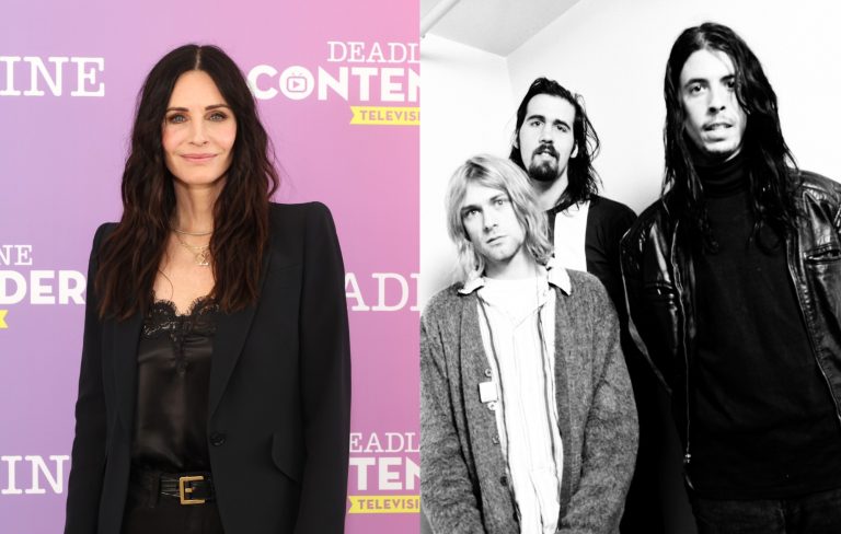 Watch ‘Friends’ star Courteney Cox rip through Nirvana’s ‘Smells Like Teen Spirit’ on drums