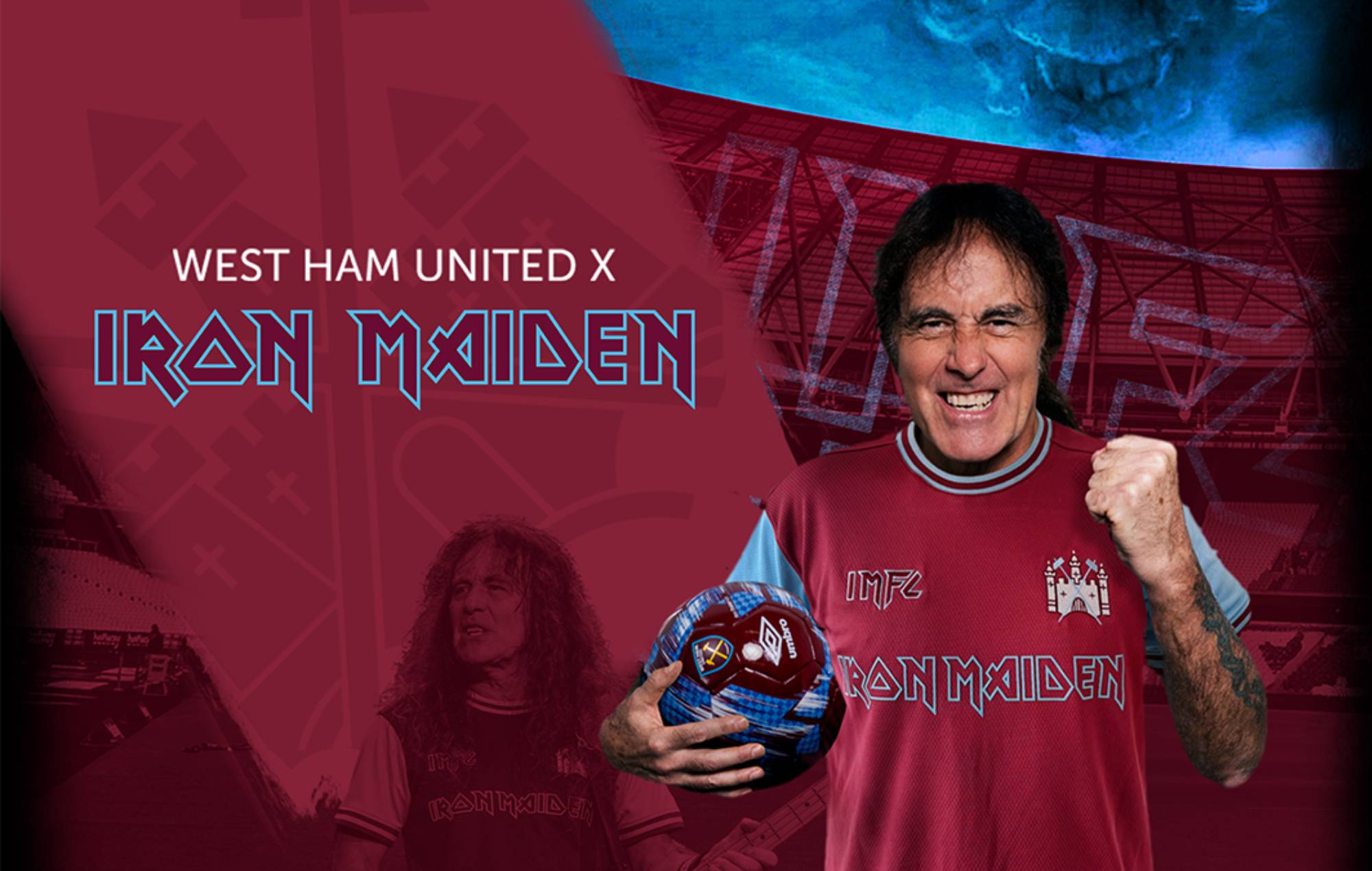 Iron Maiden team up with West Ham United for new double anniversary football shirt