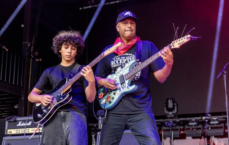 Watch Tom Morello joined by son Roman for Rage Against The Machine, John Lennon and KISS covers in India