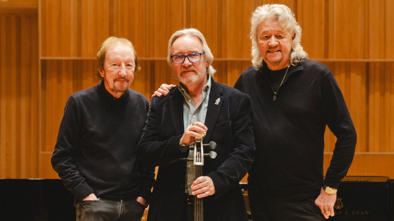 Former ELO members reunite to present band’s silver electric cello donated to Royal Birmingham Conservatoire