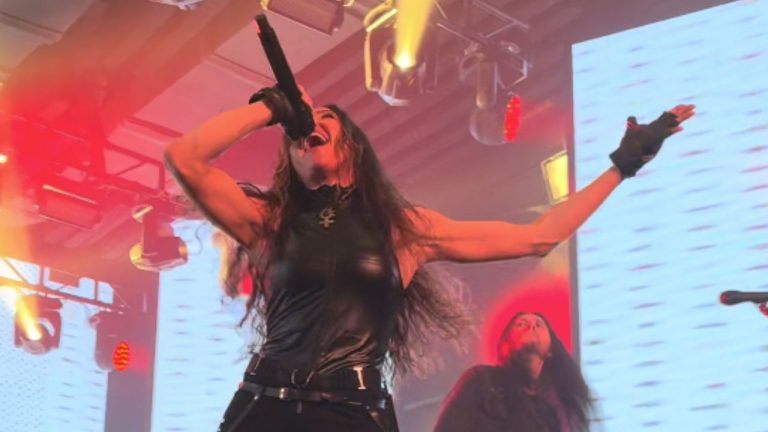 Watch close-up footage of the brand new singer of extreme metal legends Arch Enemy crushing it at the band’s return show in Beijing, China on Friday night