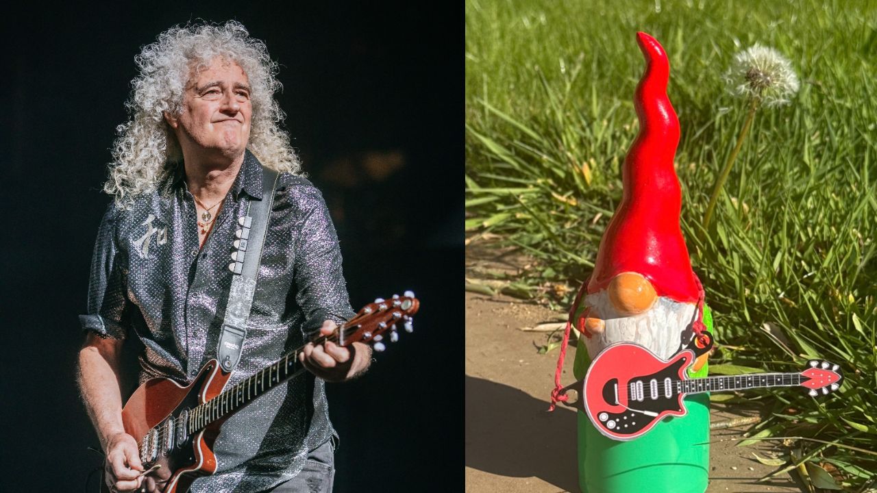 “I did my gnomework!” Queen’s Brian May unveils Billy Bad-Axe,  created to help raise funds for the Royal Horticultural Society charity, but reveals he’s been blocked from planting daffodils in his home village due to safety fears