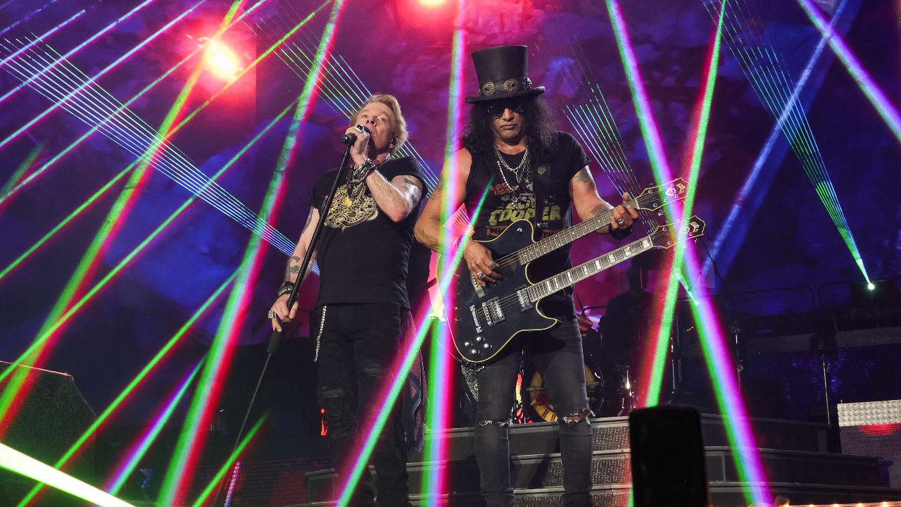 Guns N’ Roses’ bloated Download headline set is a slog, but when they lock in, they still remind everyone why they’re one of the greats