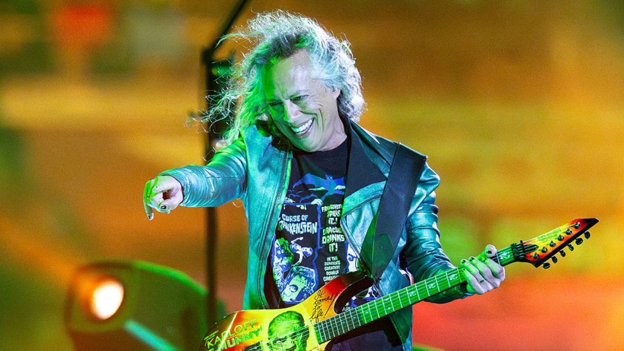 “Slip & Destroy.” Metallica’s Kirk Hammett sees the funny side after falling offstage during Dublin show