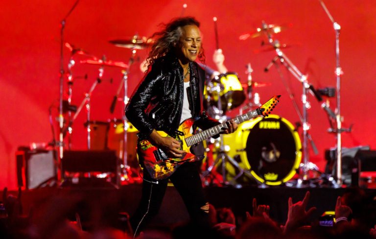 Metallica’s Kirk Hammett falls from stage days after Taylor Swift T-shirt backlash