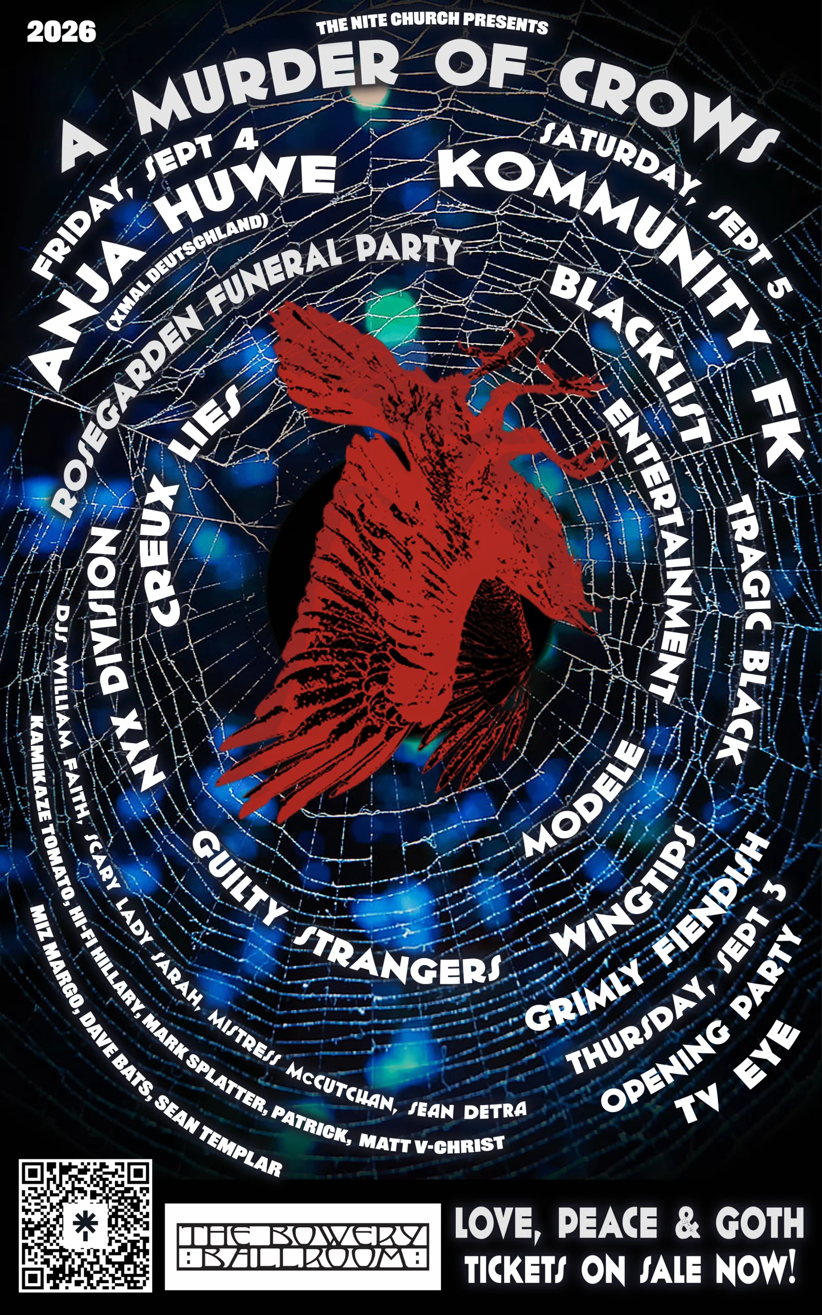 A Murder of Crows 2026 Brings Anja Huwe, Kommunity FK, Creux Lies, Nyx Division, Blacklist, and More to NYC This September
