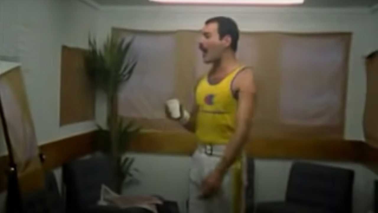 “I’m not going to be doing this forever.” Watch a giddy Freddie Mercury warm up before his last ever show with Queen