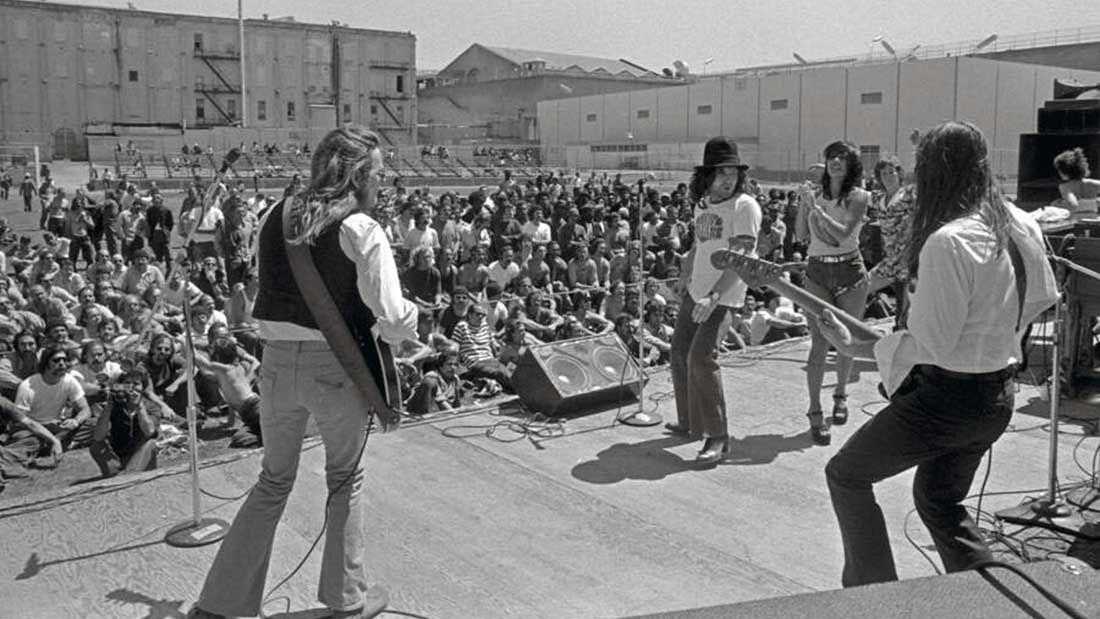 What happened when the Frankie Miller Band played San Quentin Prison. “The guys all signed a form to agree that if they were attacked, kidnapped or killed, the prison was not responsible”