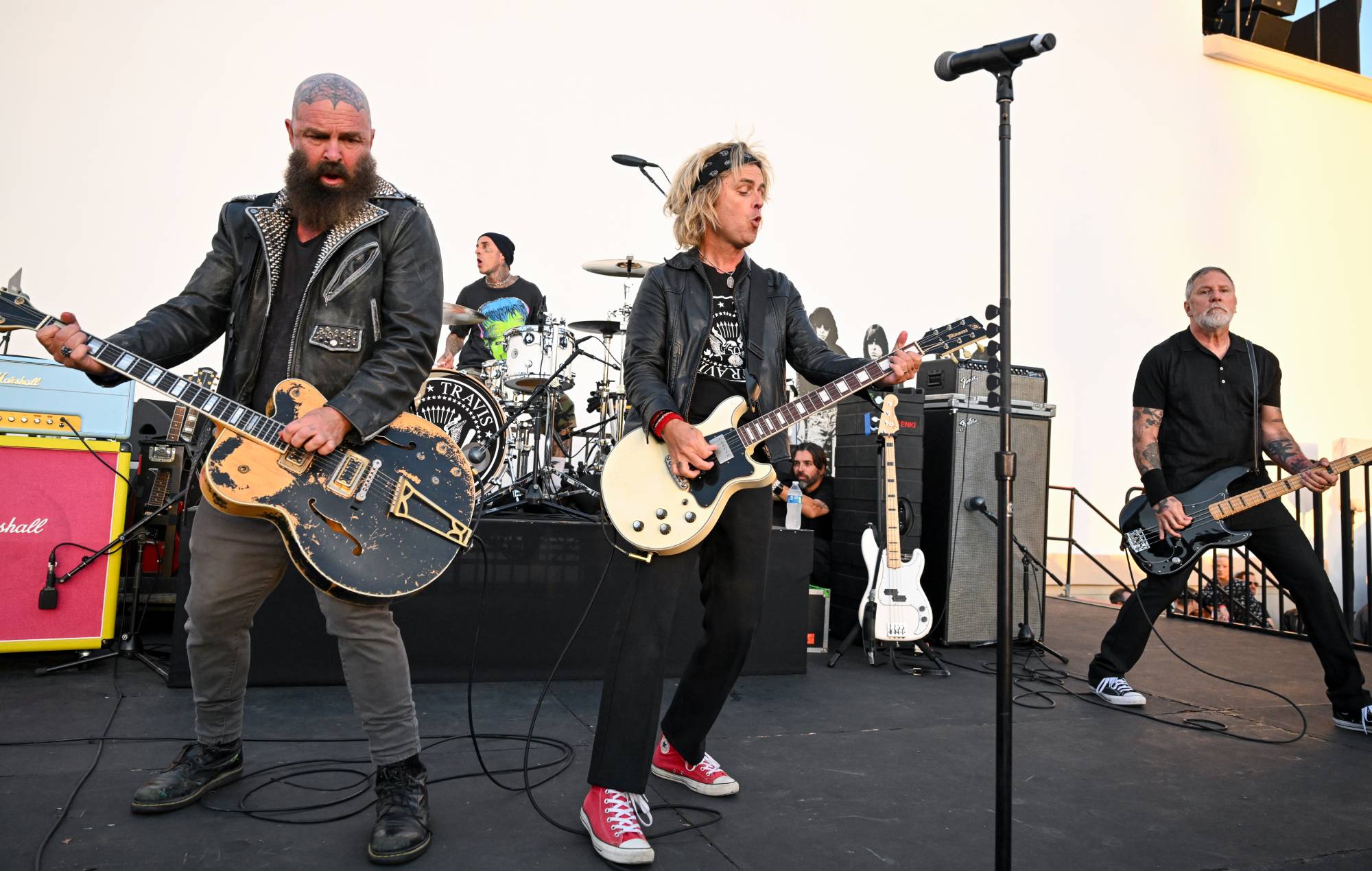 Watch Green Day’s Billie Joe Armstrong, Blink-182’s Travis Barker and more lead all-star Ramones tribute band The Cretin Family for official 50th anniversary show